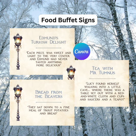 Narnia Buffet Signs – Fantasy Party Food Labels Printable Set
