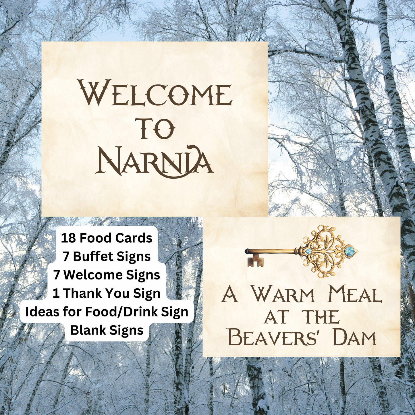 Narnia Buffet Signs – Fantasy Party Food Labels Printable Set