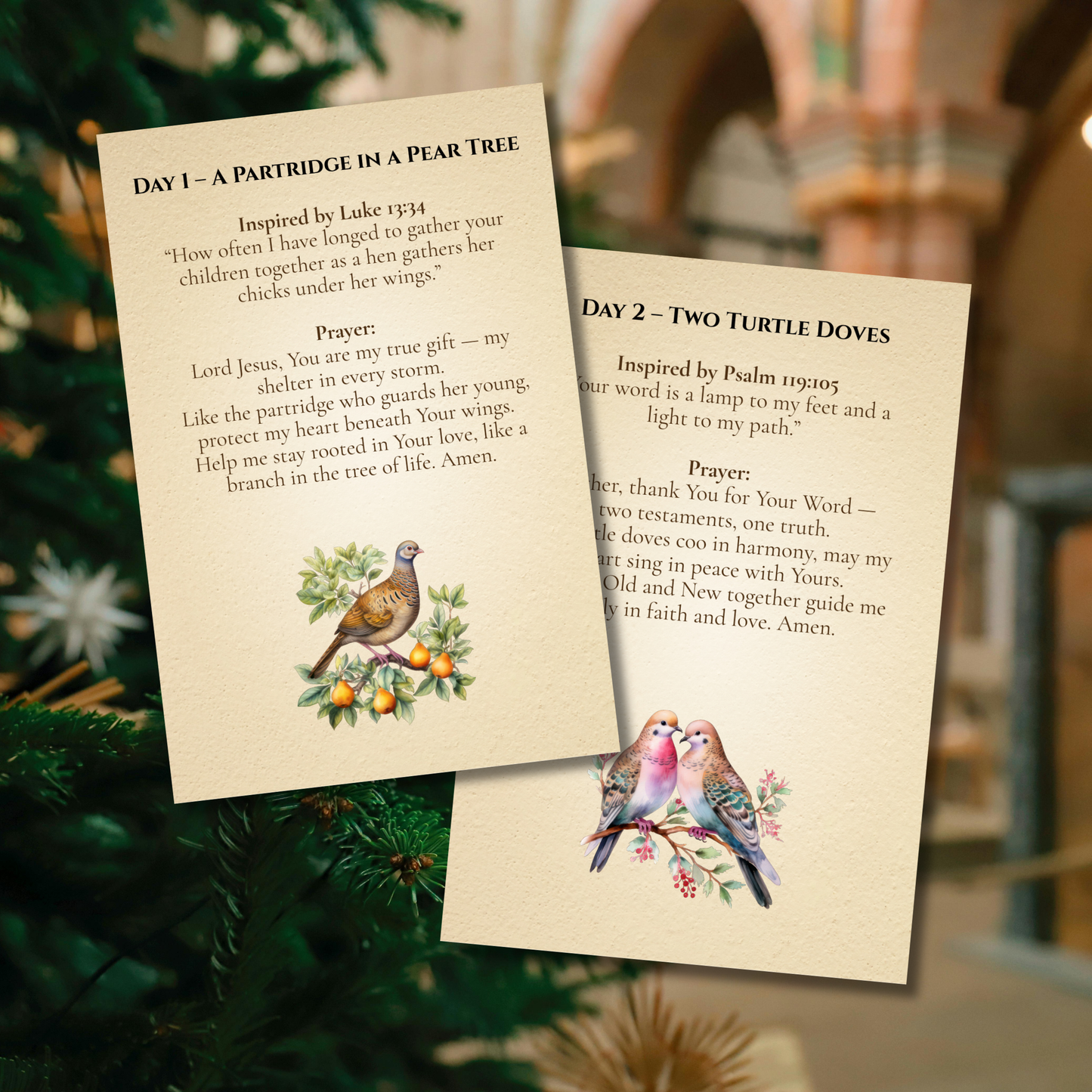 Printable 4x6 Christmas prayer cards for daily holiday devotion and family worship.