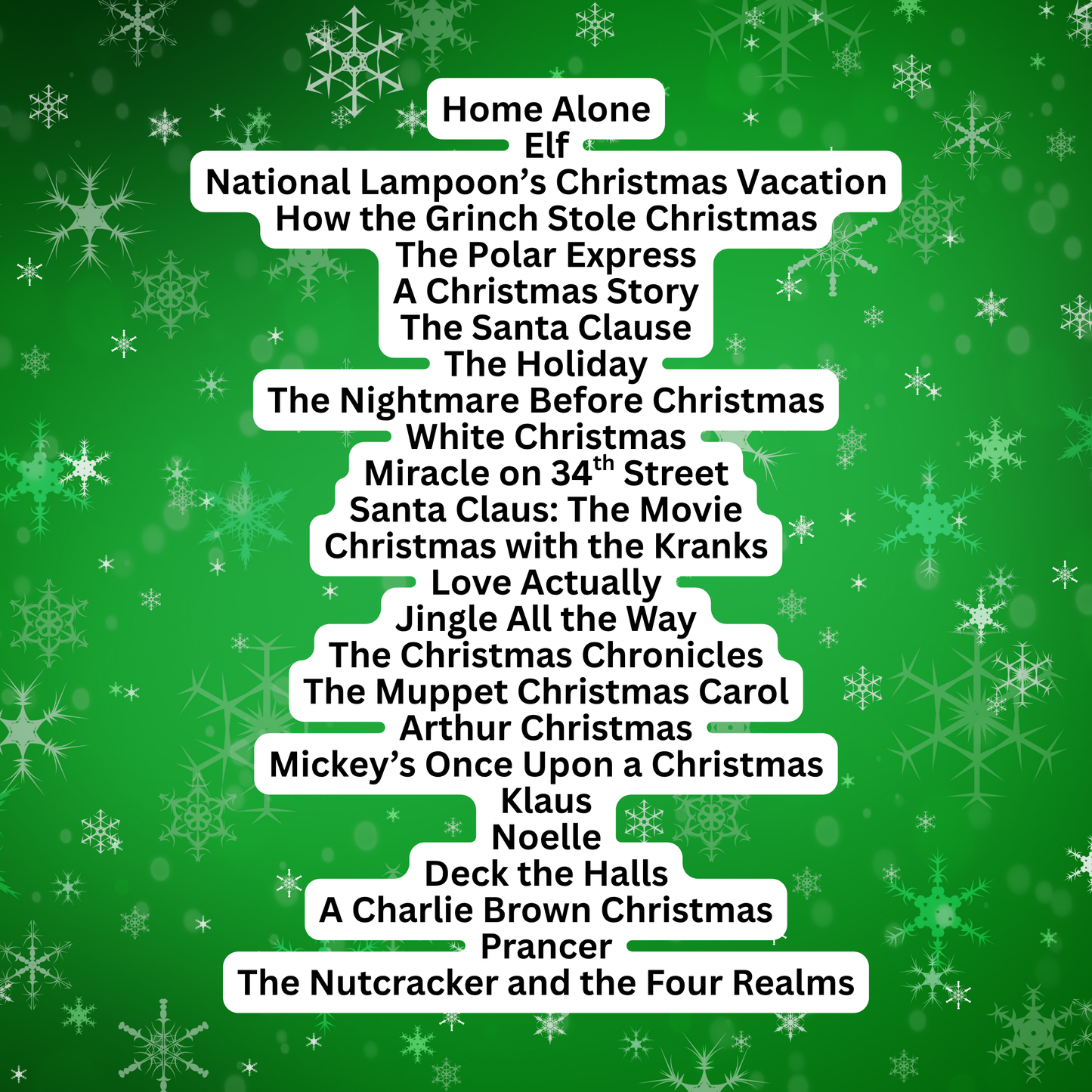 Christmas movie night printable bundle for family traditions and holiday parties.
