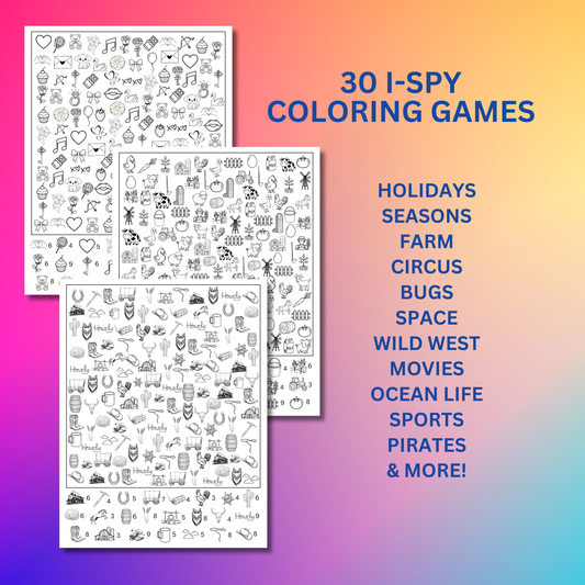30 Printable I Spy Coloring Pages for Kids | Instant Download