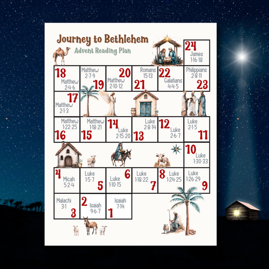 Advent Reading Plan Printable | Journey Through Bethlehem | 8.5x11 Christmas Scripture Plan | Inclusive Design | Instant Download