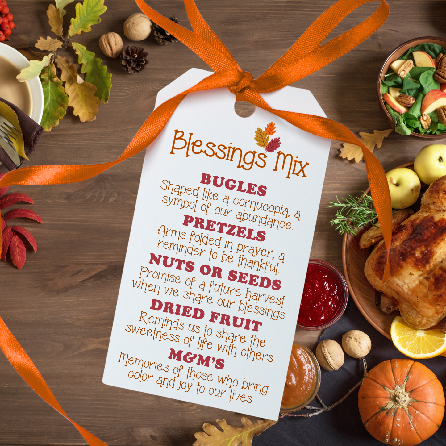 Thanksgiving Blessings Mix Gift Tags Printable | Fall Treat Tags | Thankful Gift Tags 8 Per Page Instant Download