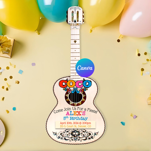Coco Inspired Birthday Invitation Template | Fiesta Birthday Invite | Day of the Dead Party Invite | Editable Canva Printable