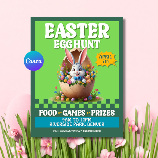 Easter Egg Hunt Flyer Template | Editable Easter Event Invite | Printable Spring Party Poster | Instant Download