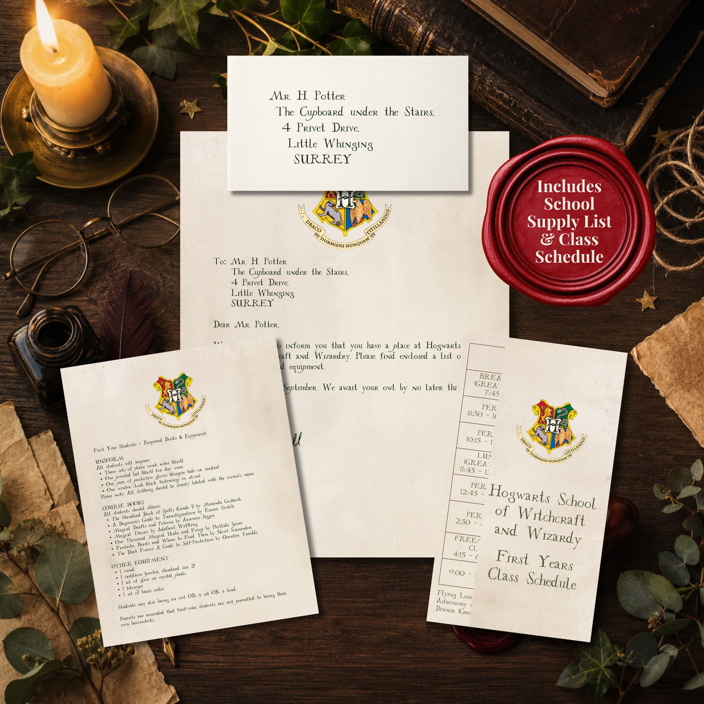 Personalized Wizard Acceptance Letter | Printed & Mailed Magical School Keepsake Set