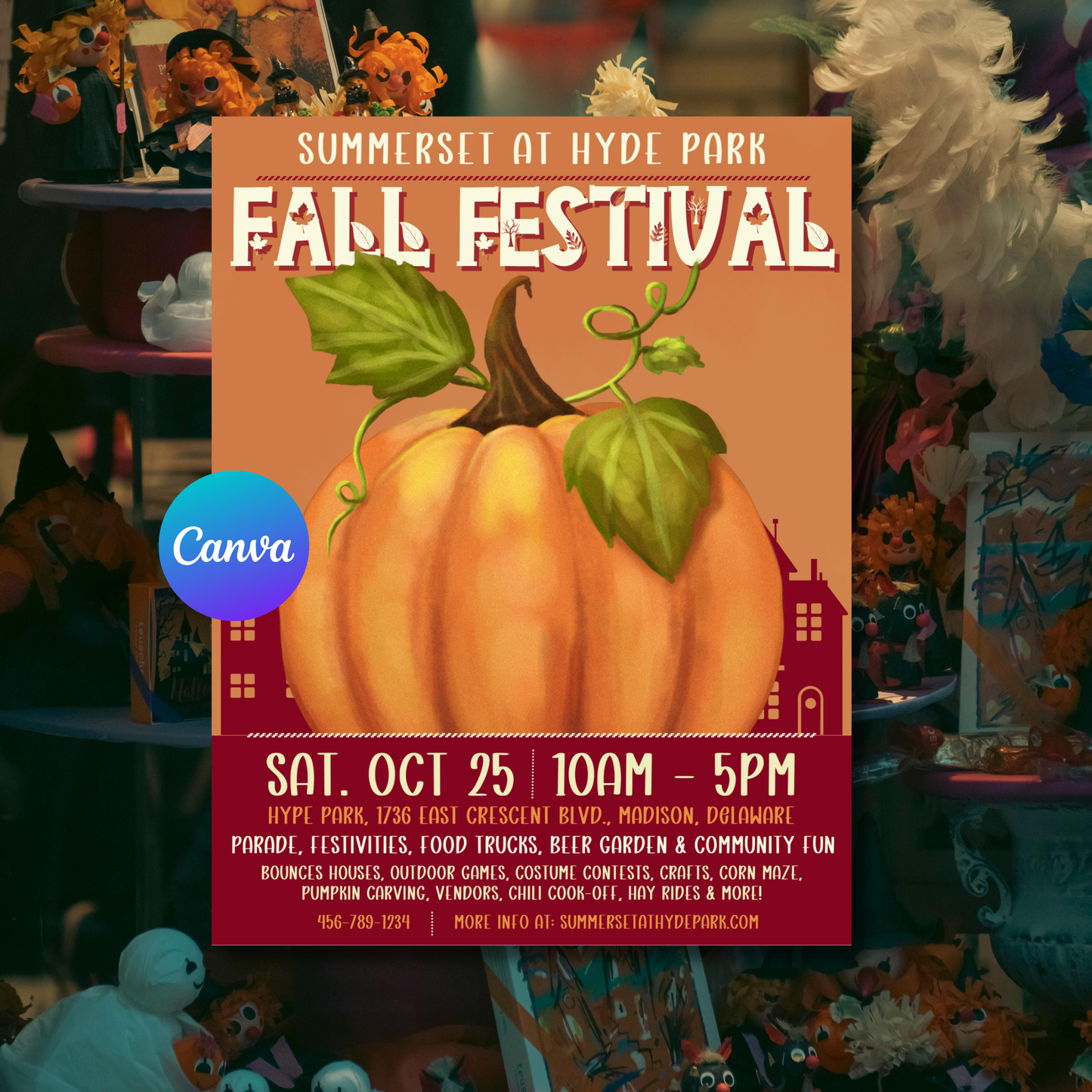 Fall Festival Flyer Template | Editable Autumn Event Flyer | 8.5x11 Canva Flyer Instant Download