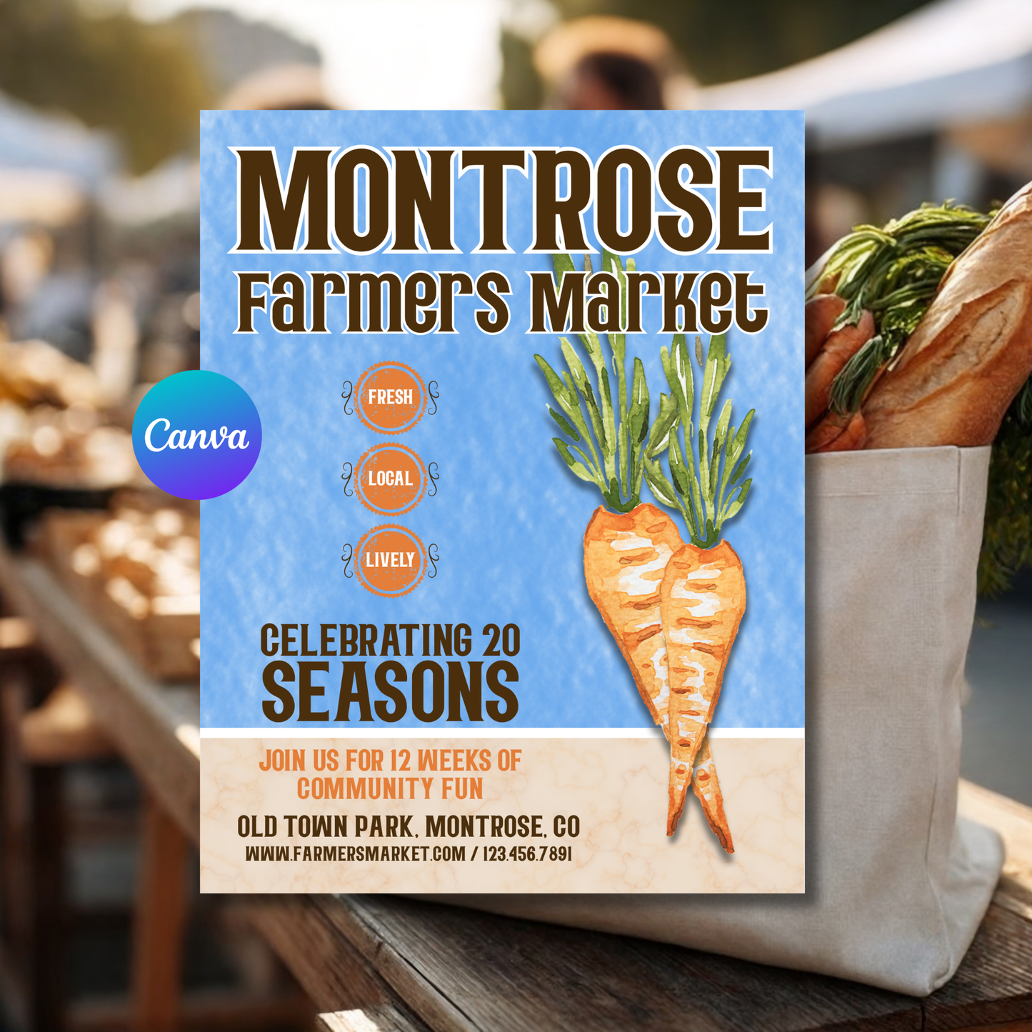 Farmers Market Flyer Template | Local Market Poster | Editable Farm Stand Event Flyer | Canva Printable