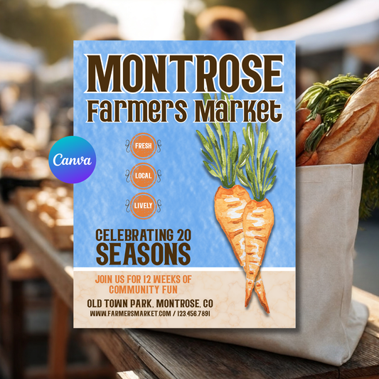 Farmers Market Flyer Template | Local Market Poster | Editable Farm Stand Event Flyer | Canva Printable