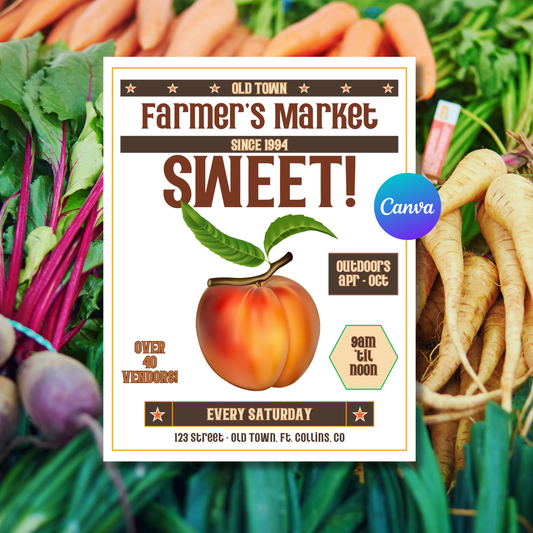 Farmers Market Flyer Template | Local Market Poster | Farm Stand Event Flyer | Editable Canva Printable
