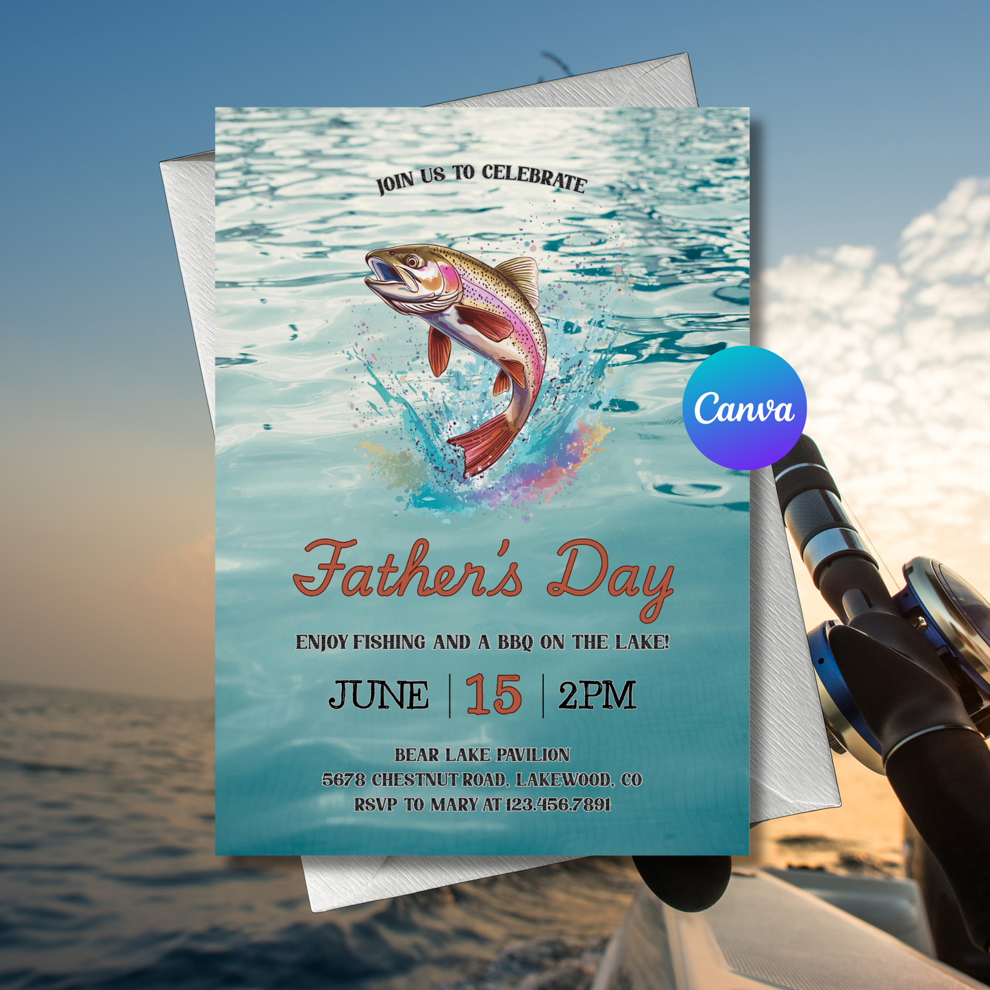 Father’s Day Invitation Template | BBQ Party Invite | Dad Celebration Invite | Editable Canva Printable