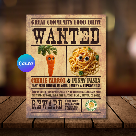Food Drive Flyer Template | Donation Drive Poster | Community Charity Event Flyer | Editable Canva Printable