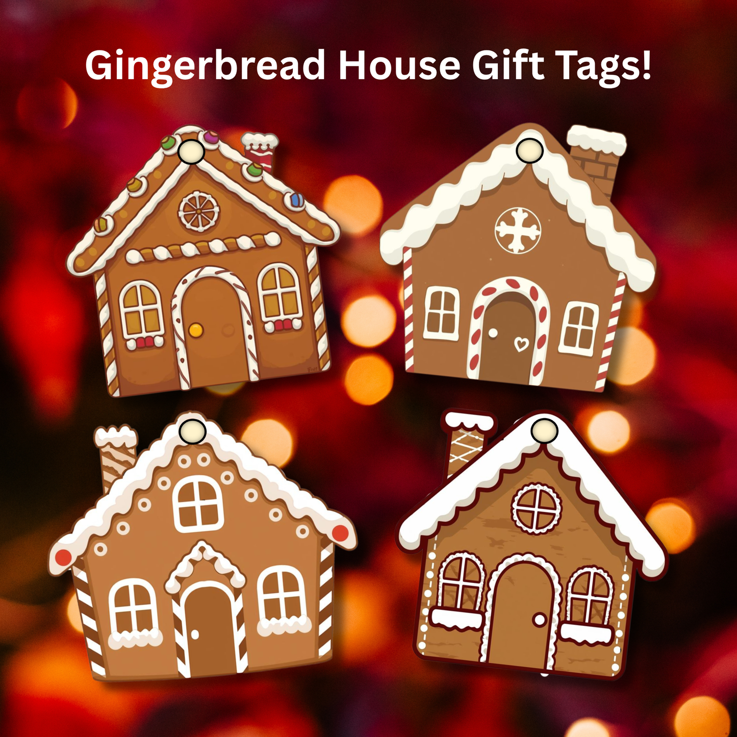 Gingerbread House Gift Tags Printable | 8 Unique Designs | Christmas Treat Tags | Holiday Tags 8 Per Page Instant Download