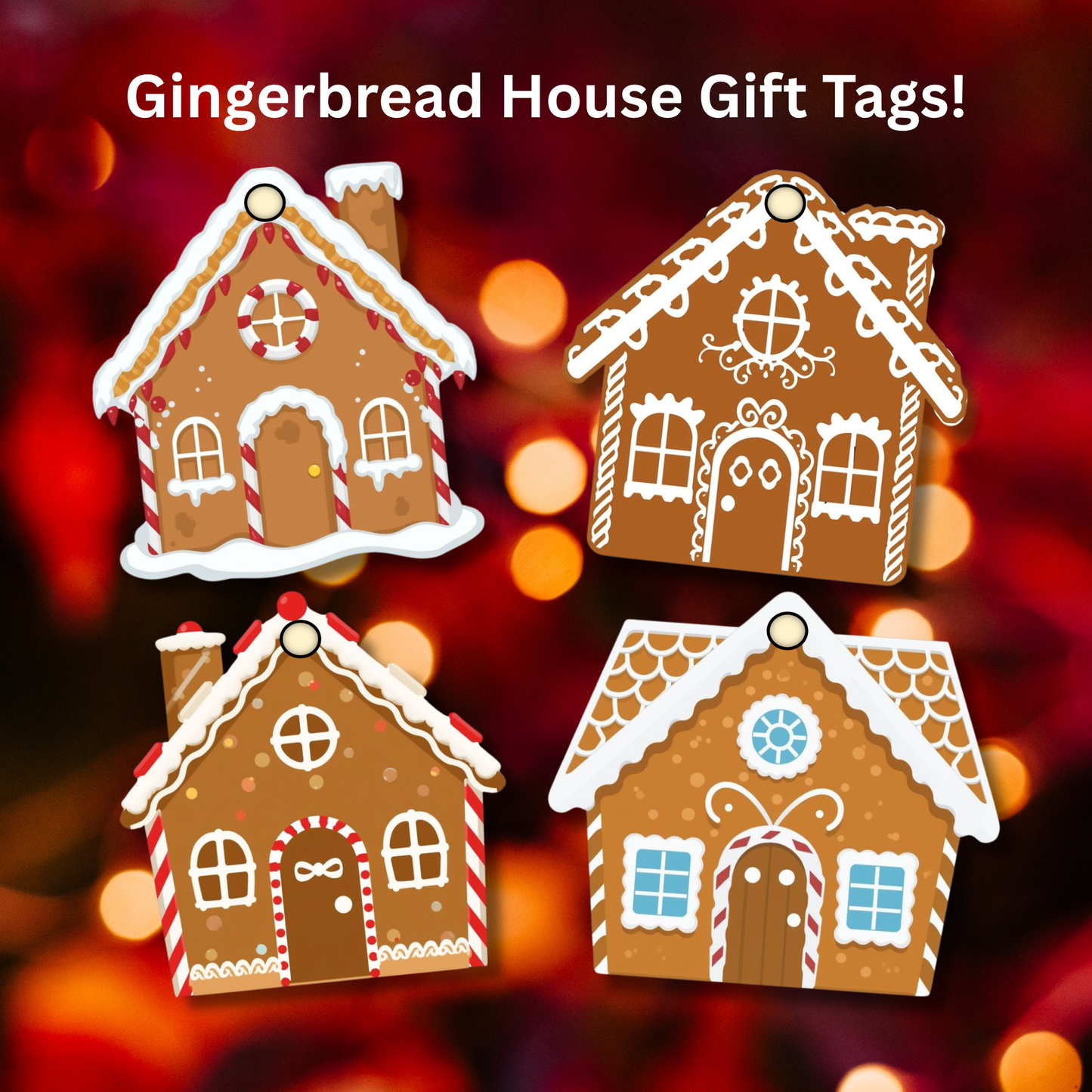 Gingerbread House Gift Tags Printable | 8 Unique Designs | Christmas Treat Tags | Holiday Tags 8 Per Page Instant Download