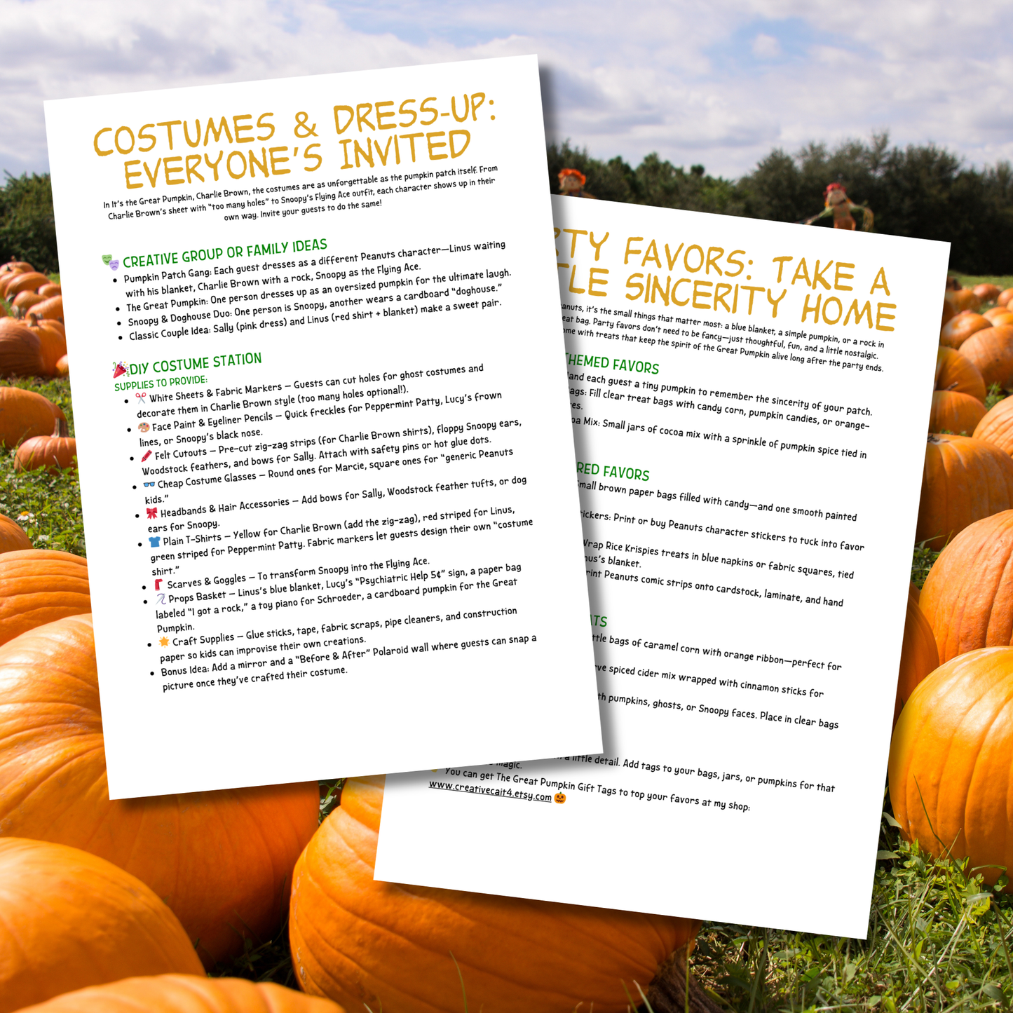 Great Pumpkin Party Planner Printable | Classic Cartoon Halloween Party Guide | Fall Party Planning Kit | Instant Download