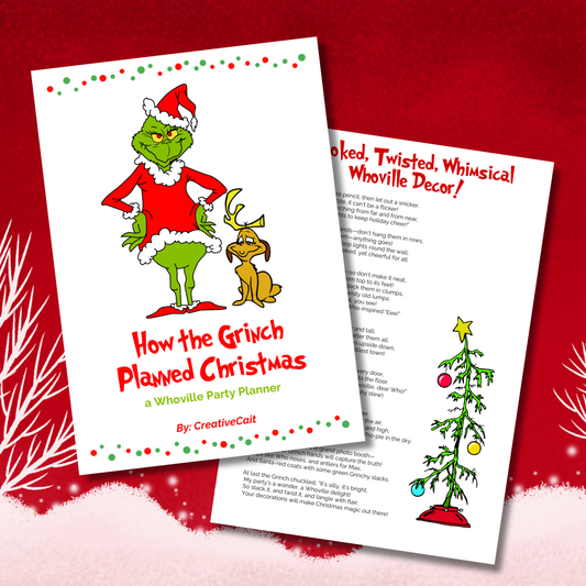 Grinch Party Planner Printable | Green Character Christmas Party Guide | Holiday Party Planning Kit | Instant Download
