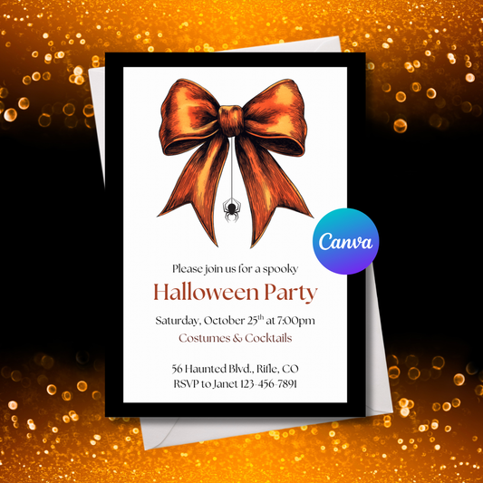 Elegant Halloween Party Invitation Template | Editable Spooky Chic Party Invite | 5x7 Canva Instant Download