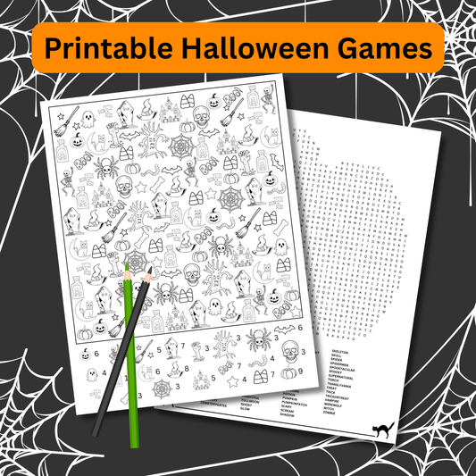 Halloween Games Bundle Printable | I Spy, Trivia, Scavenger Hunt, Word Search & More | Instant Download Party Games