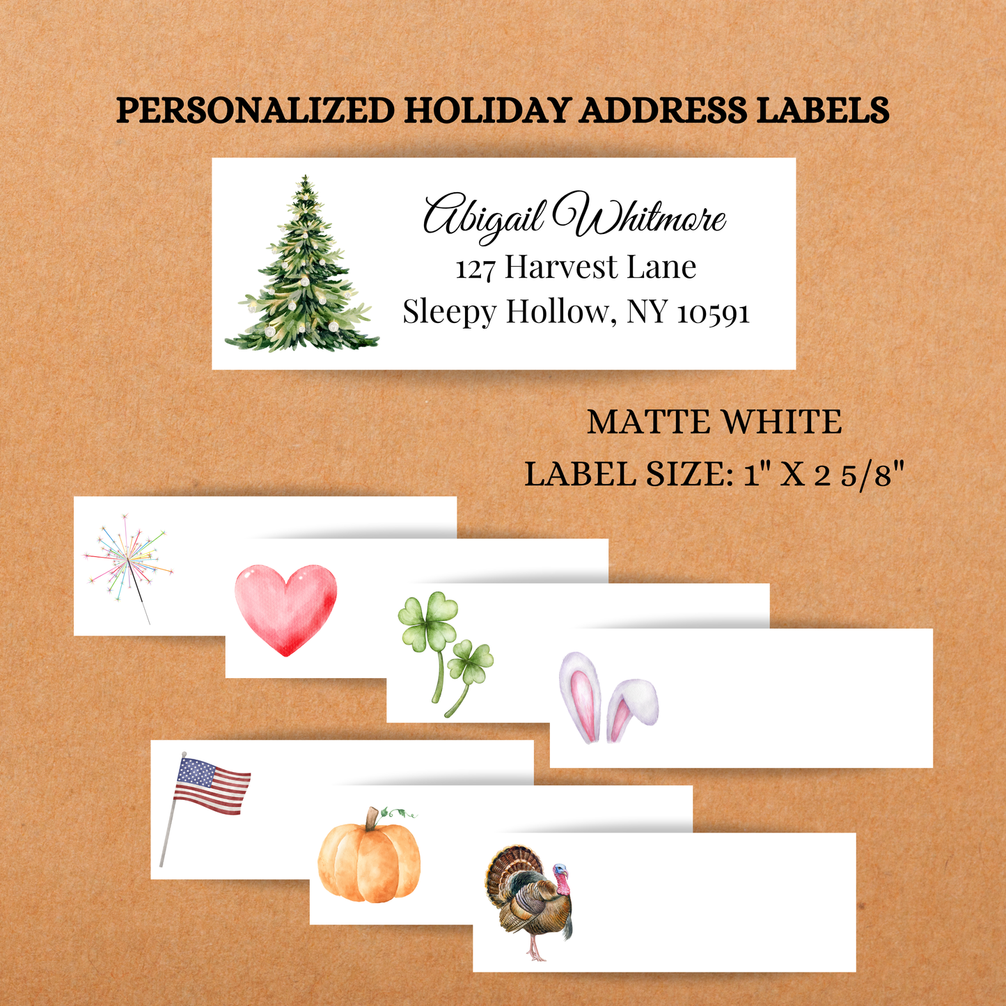 Holiday Address Labels Set | 8 Designs | Christmas Halloween Thanksgiving Easter Labels | Peel & Stick Mailing Labels