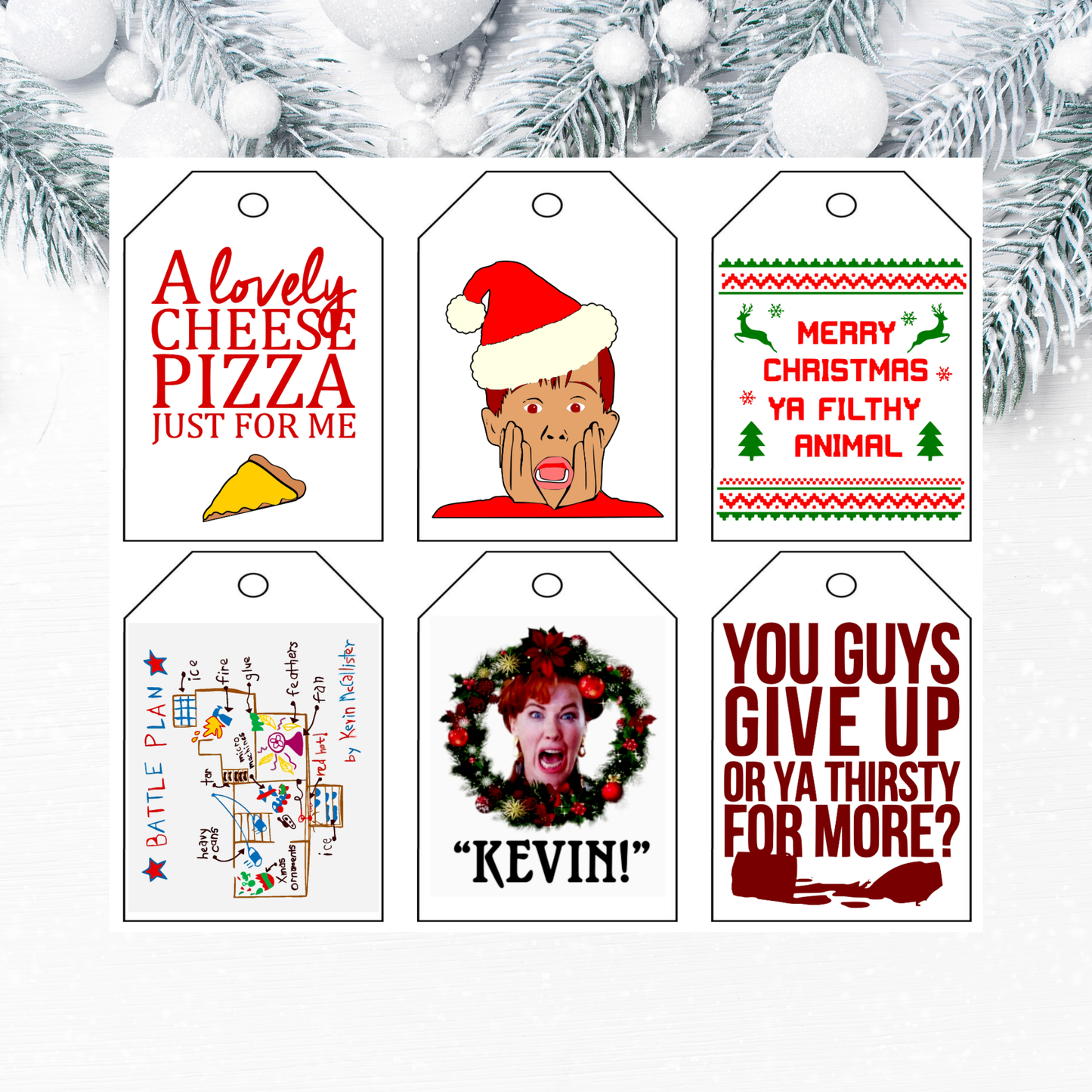 Home Alone Christmas Gift Tags Printable | Holiday Gift Labels | Movie Themed Tags | Instant Download