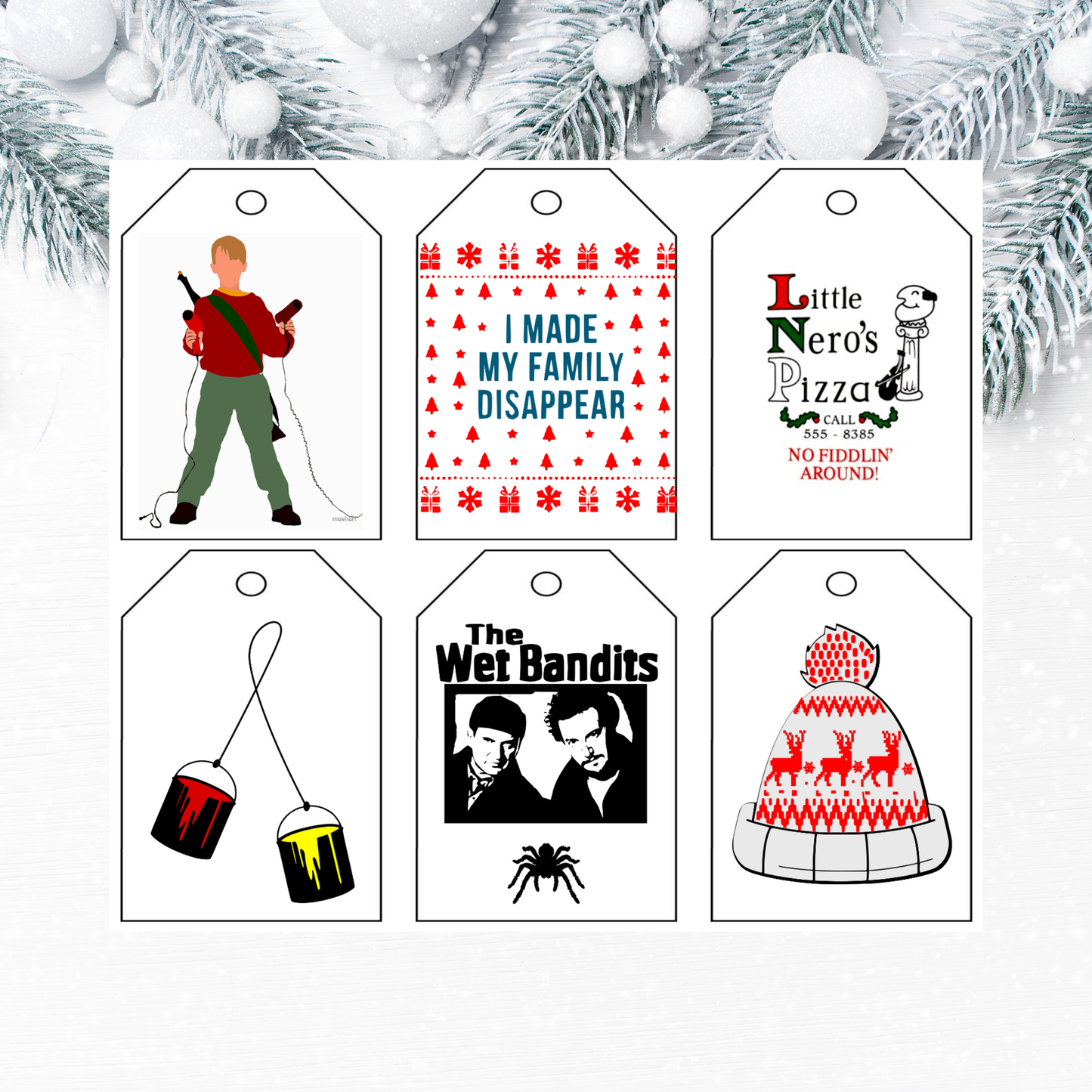 Home Alone Christmas Gift Tags Printable | Holiday Gift Labels | Movie Themed Tags | Instant Download