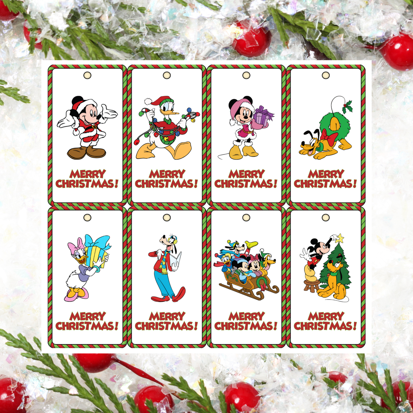 Mickey Mouse Christmas Gift Tags Printable | 16 Designs | Holiday Gift Labels | Instant Download | Edit in Canva