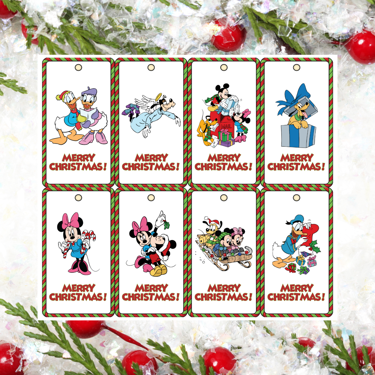 Mickey Mouse Christmas Gift Tags Printable | 16 Designs | Holiday Gift Labels | Instant Download | Edit in Canva