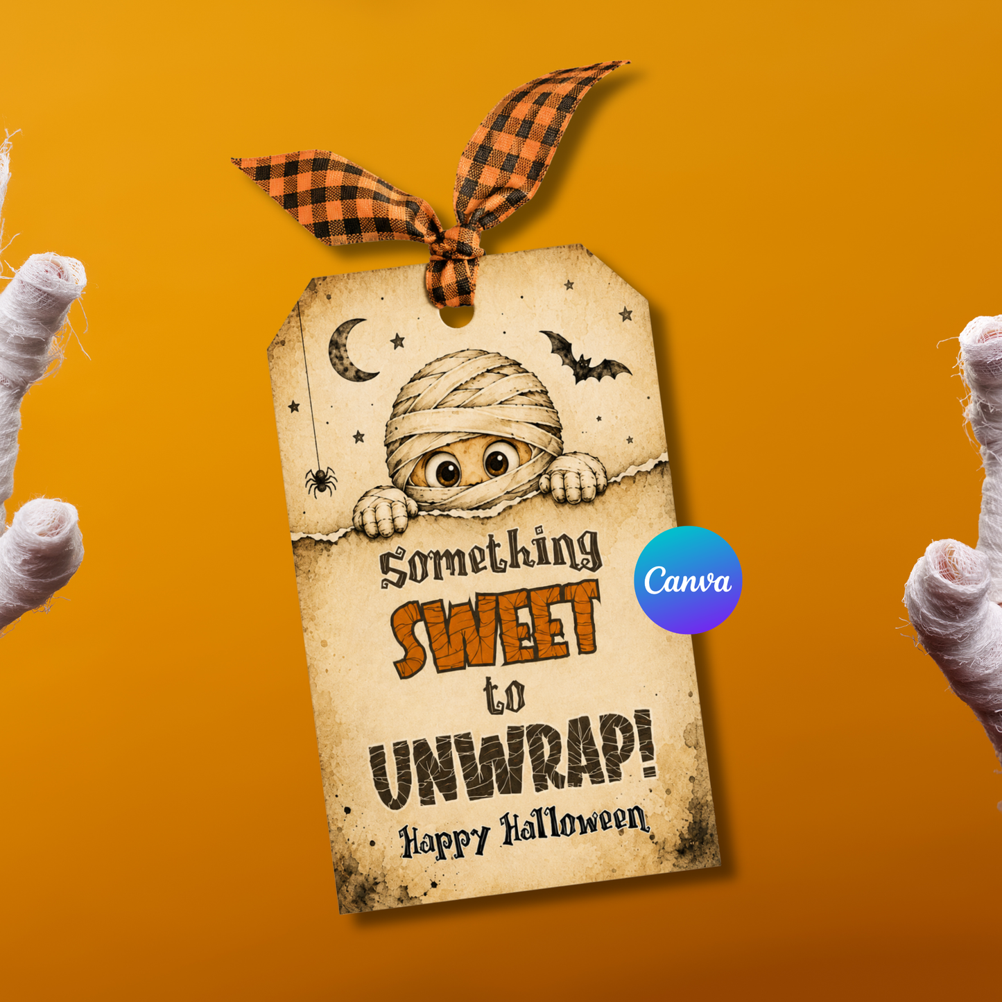 Cute mummy Halloween gift tags with Something Sweet to Unwrap saying
