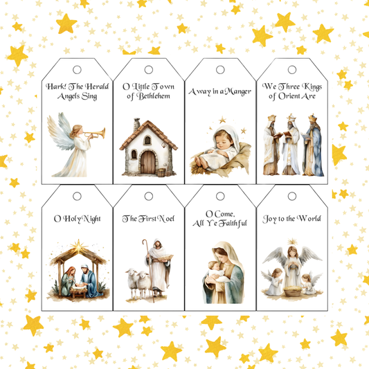 Nativity Gift Tags Printable | Christian Christmas Tags | Religious Holiday Gift Tags Instant Download