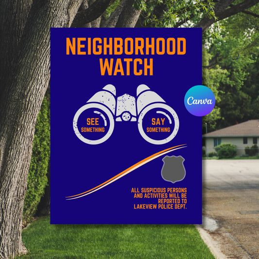 Neighborhood Watch Flyer Template | Community Safety Poster | Neighborhood Meeting Flyer | Editable Canva Printable
