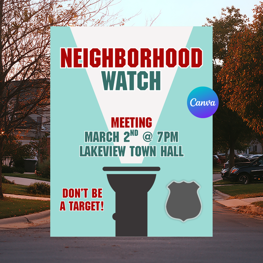 Neighborhood Safety Flyer Template | Community Watch Meeting Poster | Local Alert Flyer | Editable Canva Printable