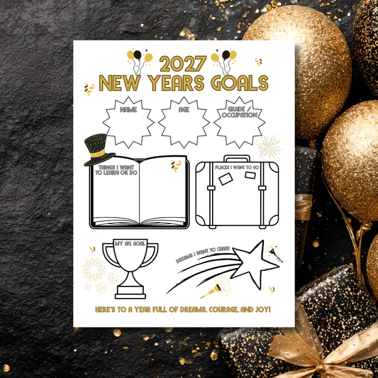 2027 New Year Goals Worksheet Printable | Goal Setting Planner Page | New Year Reflection Instant Download