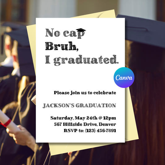 Graduation Party Invitation Template | Editable Canva Modern Grad Invite | Open House Announcement Printable 5x7 Instant Download