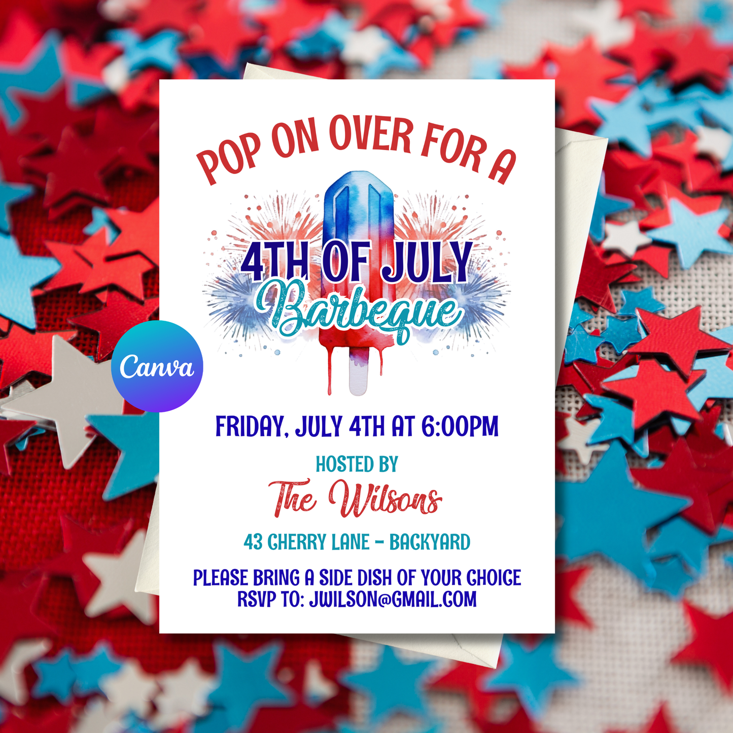 Independence Day Invitation Template | 4th of July Party Invite | Patriotic Celebration Invite | Editable Canva Printable