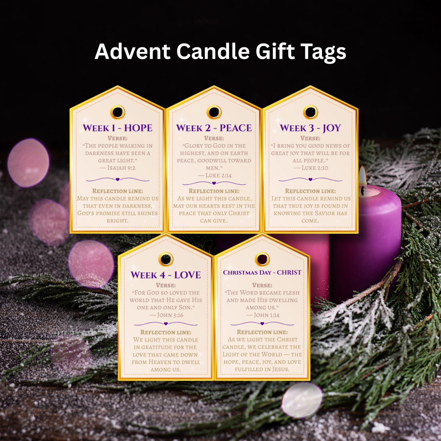 Advent candle prayer printable for churches, families, and personal Bible study.