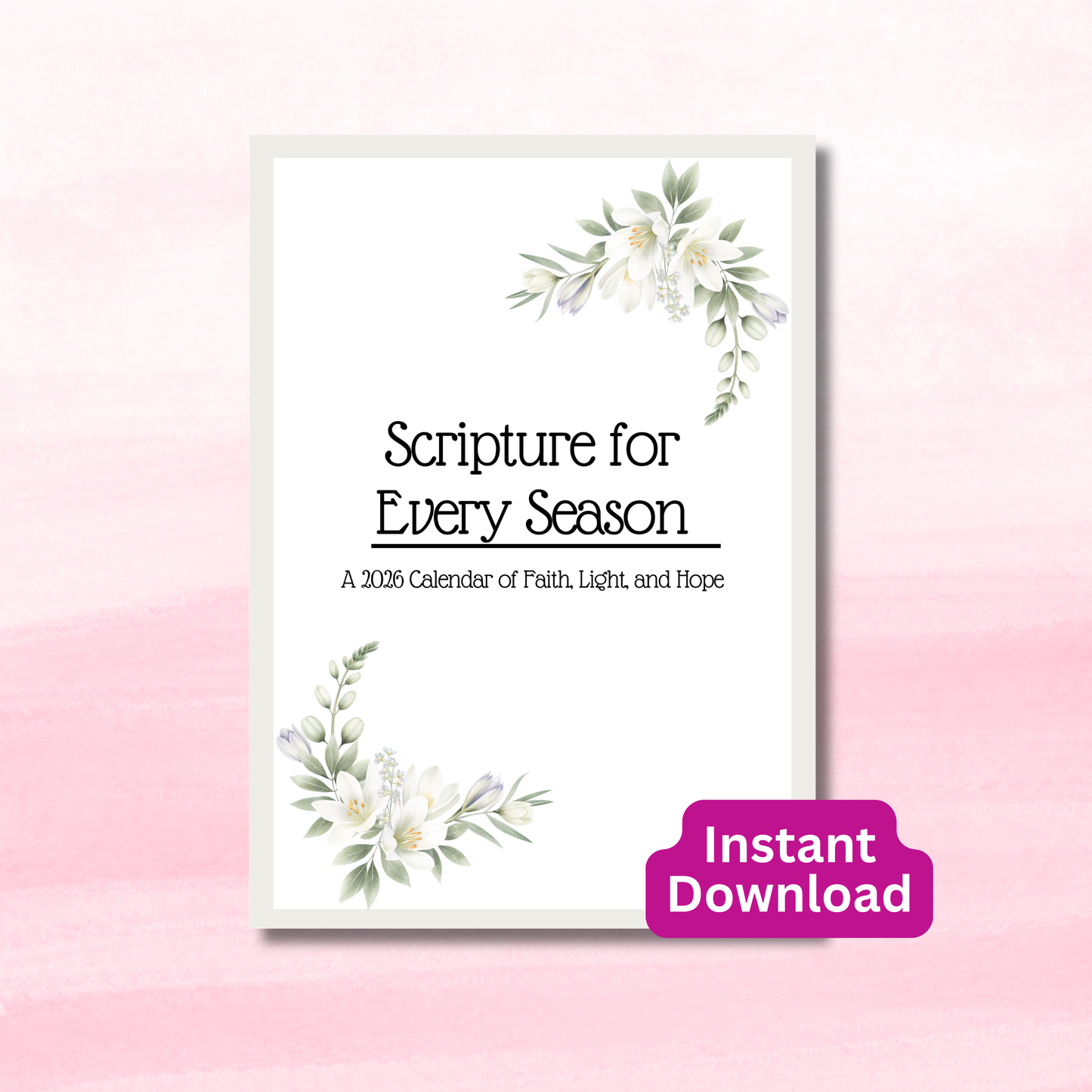 5x7 Scripture Calendar Printable | Bible Verse Calendar | Christian Desk Calendar | Monthly Scripture Cards | Faith Printable | Instant Download