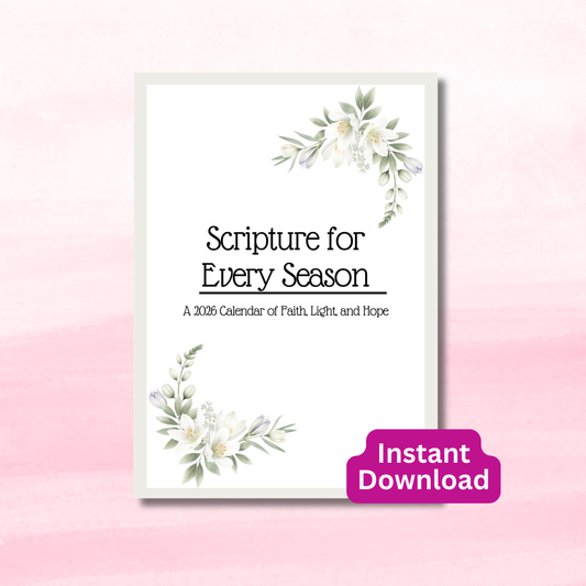 5x7 Scripture Calendar Printable | Bible Verse Calendar | Christian Desk Calendar | Monthly Scripture Cards | Faith Printable | Instant Download