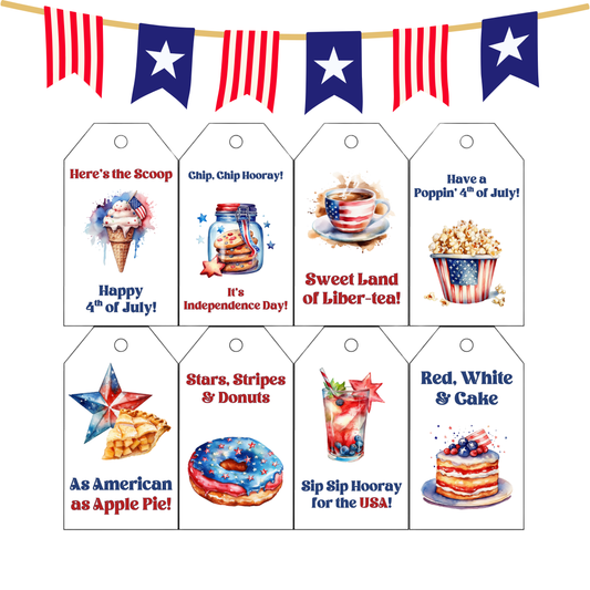 4th of July Gift Tags Printable | Patriotic Red White Blue Tags | Independence Day Favor Tags | BBQ Party Decor | Instant Download