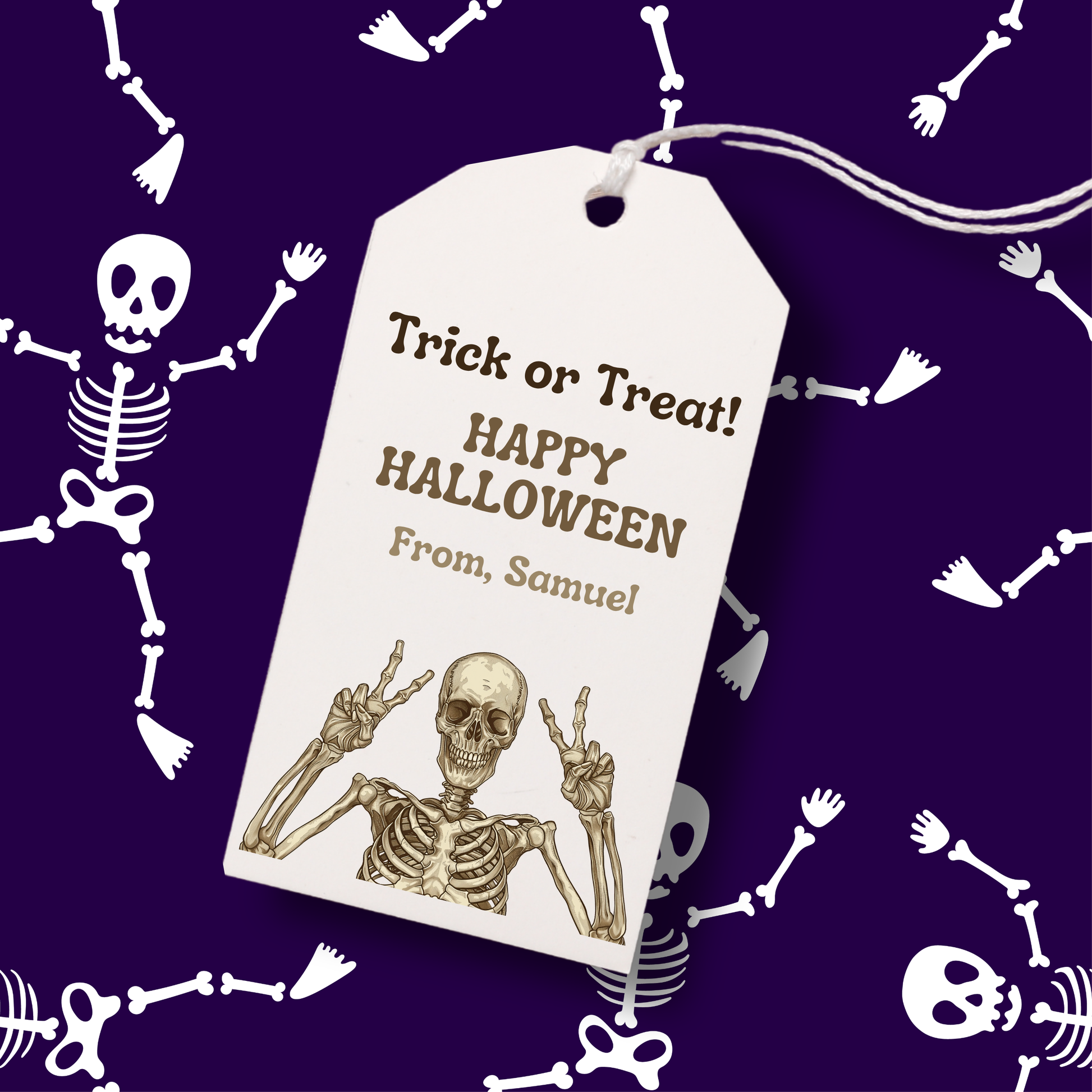 Personalized Halloween Skeleton Gift Tags