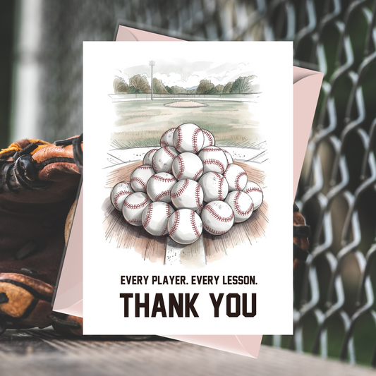 Baseball Thank You Coach Card Template 5x7 Editable | Team Coach Appreciation Card | Printable Sports Thank You Card | Canva Template