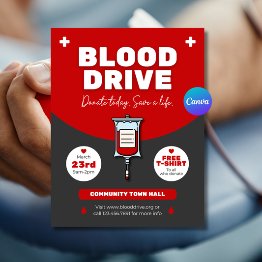 Blood Drive Flyer Template – Editable Canva Fundraiser Flyer