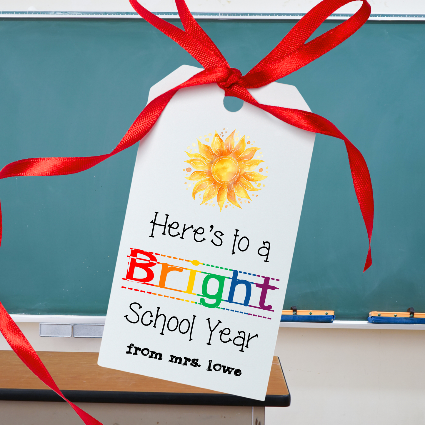 Here’s to a Bright School Year Gift Tags | Editable Canva Teacher Tags | Back to School Printable Tags 8 Per Page Instant Download