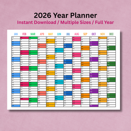 2026 Calendar Year Planner – Printable Yearly Planner Template