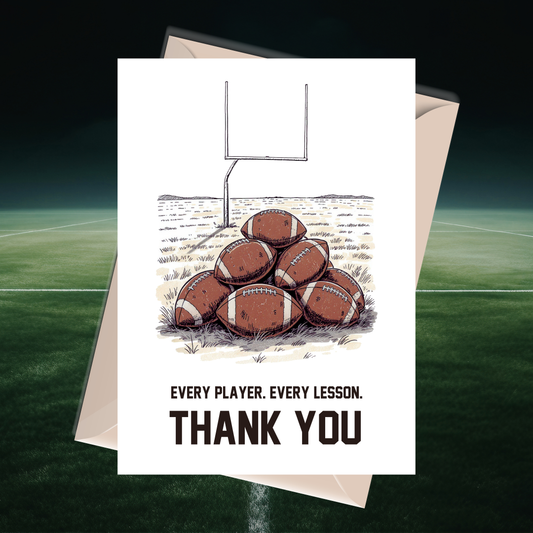Football Thank You Coach Card Template 5x7 Editable | Team Coach Appreciation Card | Printable Sports Thank You Card | Canva Template