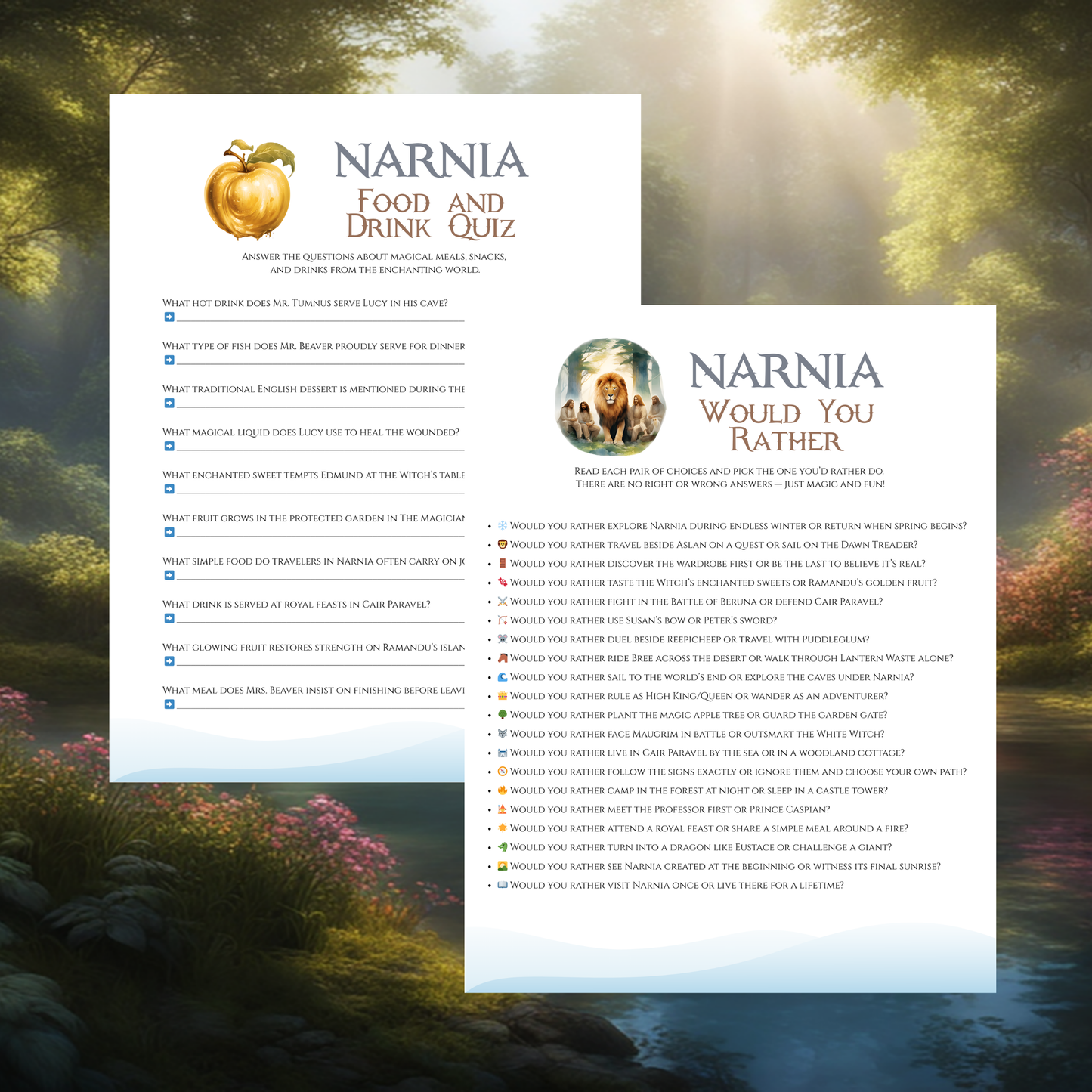 Narnia Printable Games – Fantasy Party Games for Kids & Family